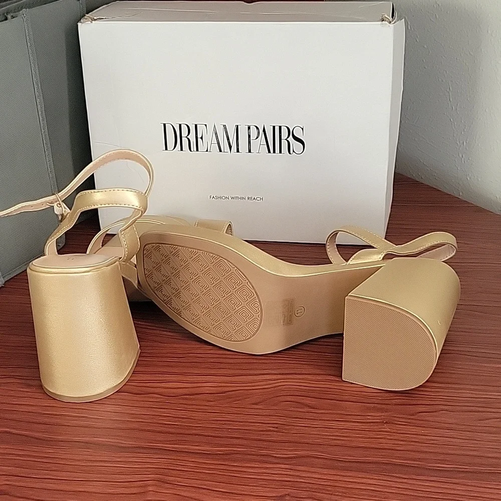 DREAM PAIRS Heels for Women Block Chunky Platform High Heels Open Toe He…